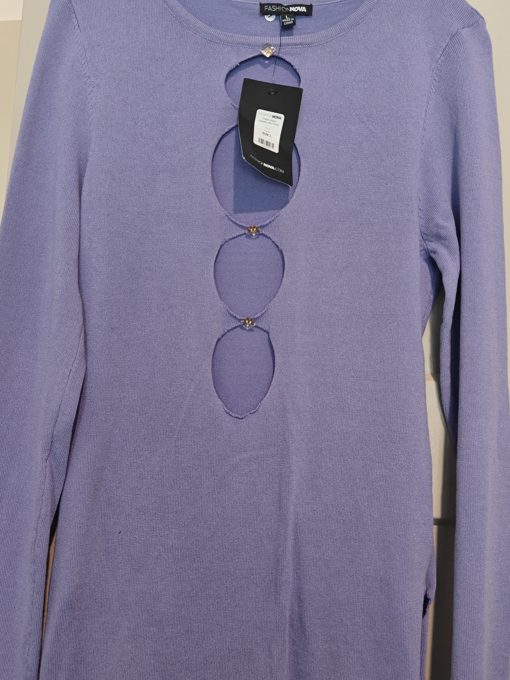 Fashion Nova Lavender Adella Sweater Mini Dress